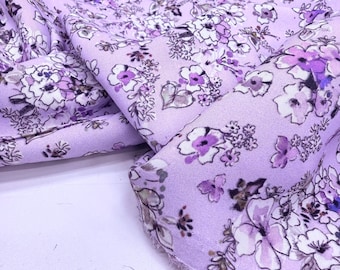 Lilac Floral Cotton Viscose Fabric – Soft Lightweight Material | 150 cm Width