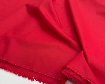 Tela de voile de algodón: Material ligero y suave para vestido de verano de color rojo (150 cm / 58 pulgadas de ancho)