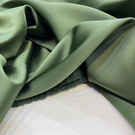 Olive Green Acetate Satin Fabric – Luxury Shiny Soft Material | 150 cm Width