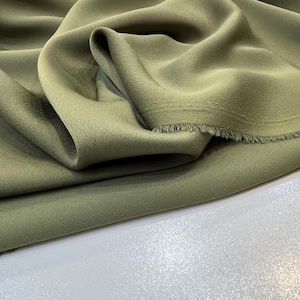 Double Face Evening Italian Crepe Fabric In Military Green, Crepe Dress, Skirt, Jacket, Home Textiles,  (1.64 yards or 150 cm or 58 inches)