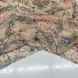 Blush Pink Floral Chiffon Fabric – Lightweight Sheer Soft Material  | 150 cm Width