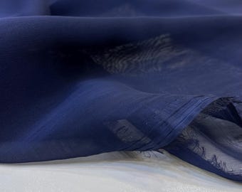 Navy Blue Shimmer Chiffon Fabric: Lightweight Evening Gown Material
