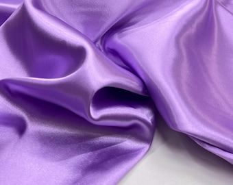 Lilac Satin Fabric, Crystal Double-Width 150cm - Lightweight Drapey Shiny Material, Evening Wear
