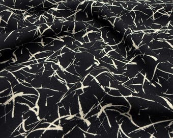 Black White Cotton Viscose Fabric – Soft Drapey Material for Dresses & Blouses | 150 cm