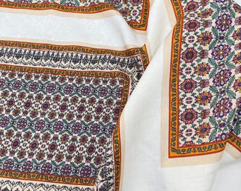 Mandala Panel Print 100% Linen Fabric – Boho Ethnic Pattern Material | 150 cm Width