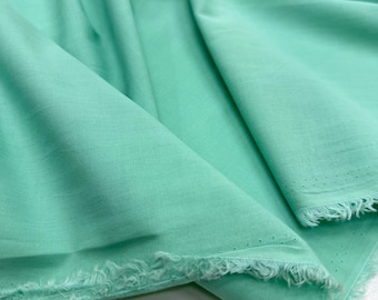 Cotton Voile Fabric: Seafoam Green Lightweight Soft Summer Dress Material (150 cm Wide)