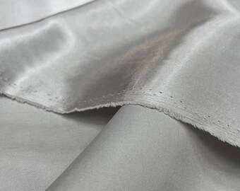 Crystal Satin Fabric, Silver Gray Shiny Drapey Material | 150 Cm Width, Lightweight Non-Stretch, Evening Wear, Gowns
