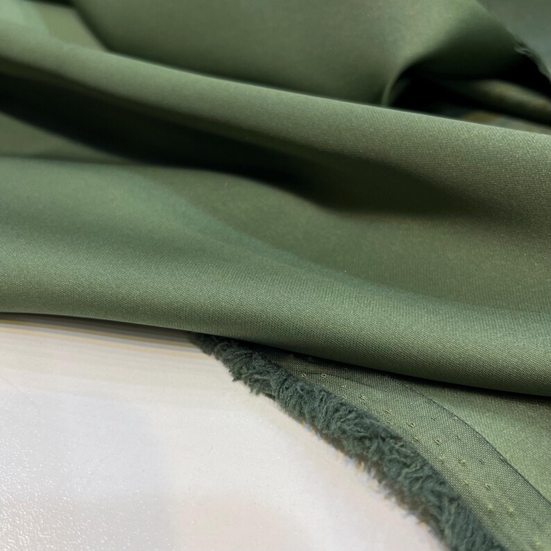 Olive Green Acetate Satin Fabric – Luxury Shiny Soft Material | 150 cm Width
