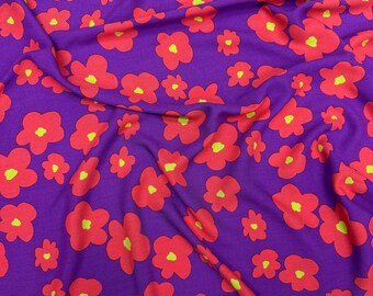 Watercolor Floral Cotton Viscose Fabric – Soft Drapey Material for Dresses & Blouses | 150 cm Width