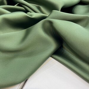 Olive Green Acetate Satin Fabric – Luxury Shiny Soft Material | 150 cm Width