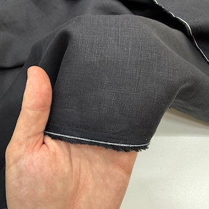 Black 100% Linen Fabric by Yard – Natural Flax Textile for Dresses, Shirts, Home Decor (150 cm or 1.64 yards or 57 inches wide)
