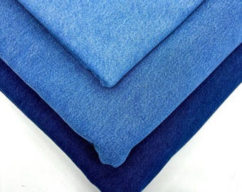 Stonewashed 100% Cotton Denim Fabric – Soft Heavyweight Material for Sewing & Upholstery | 150 cm Width