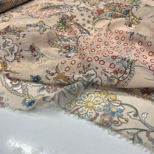 Blush Pink Floral Chiffon Fabric – Lightweight Sheer Soft Material  | 150 cm Width