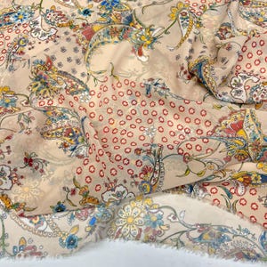 Blush Pink Floral Chiffon Fabric – Lightweight Sheer Soft Material  | 150 cm Width