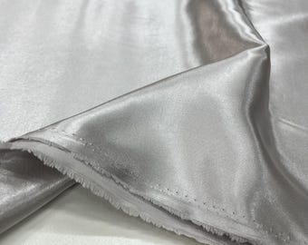 Silver Gray Crystal Satin Fabric – Lightweight Drapey Shiny Material  | 150 cm Width