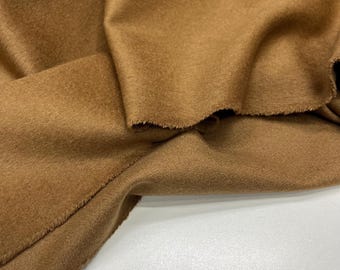 Italian Wool Cashmere Fabric in Tan Brown – Luxury Material  | 150 cm Width