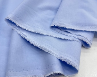 Voile de algodón, tela de verano azul claro / 150 cm de ancho, ligera, transpirable, con caída suave, para vestidos.