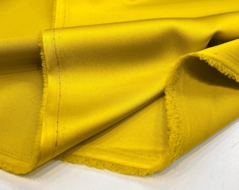 Acetate Satin Fabric, Golden Mustard Shiny Tailoring For Evening Dresses | 150 cm Width