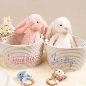 Personalisierter Babyparty-Geschenkkorb, Benutzerdefinierter Seil-Baumwollkorb, neuer Baby-Geschenkkorb, Babyspielzeug-Aufbewahrungskorb, Osterkorb