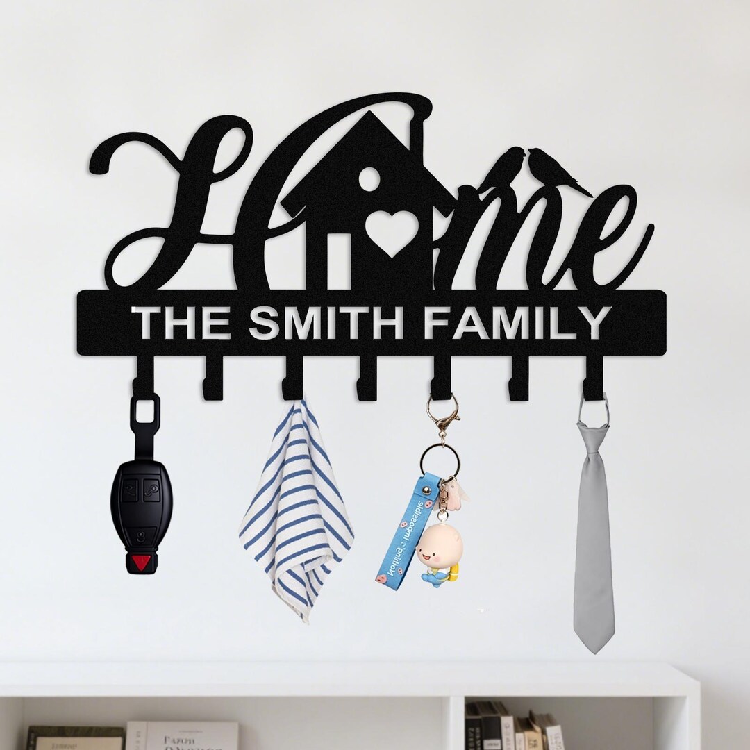 Personalized Metal Key Holder,custom Key Rack With Hooks for Wall ...