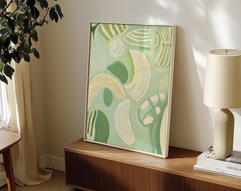 Matisse inspirierter abstrakter Giclée-Kunstdruck, modernes Wandkunst-Dekor, minimalistisches grünes Kunstwerk, von der Natur inspirierter Druck, ungerahmte Kunst für Zuhause