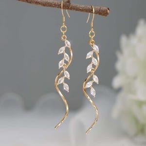 Leaf Earrings Gold S925 Silver Leaf Earrings Wedding Jewelry Bridal Earrings Gift For Bridesmaids Earrings Birthday Gift Christmas Earrings