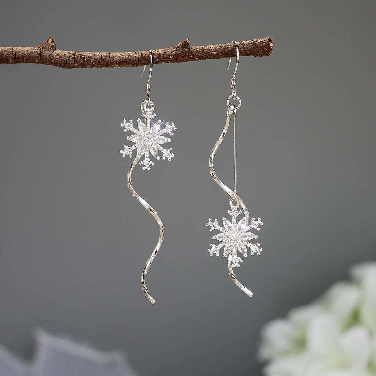 Sterling Silver Snowflake Stud Earrings, Snow Earrings, Available in