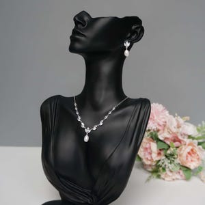 Freshwater Pearl Jewellery Set Pearl Drop Earrings Pearl Necklace Wedding Bridal Jewelry Gift For Her Gift For Bridesmaids Christmas Gift bild 8