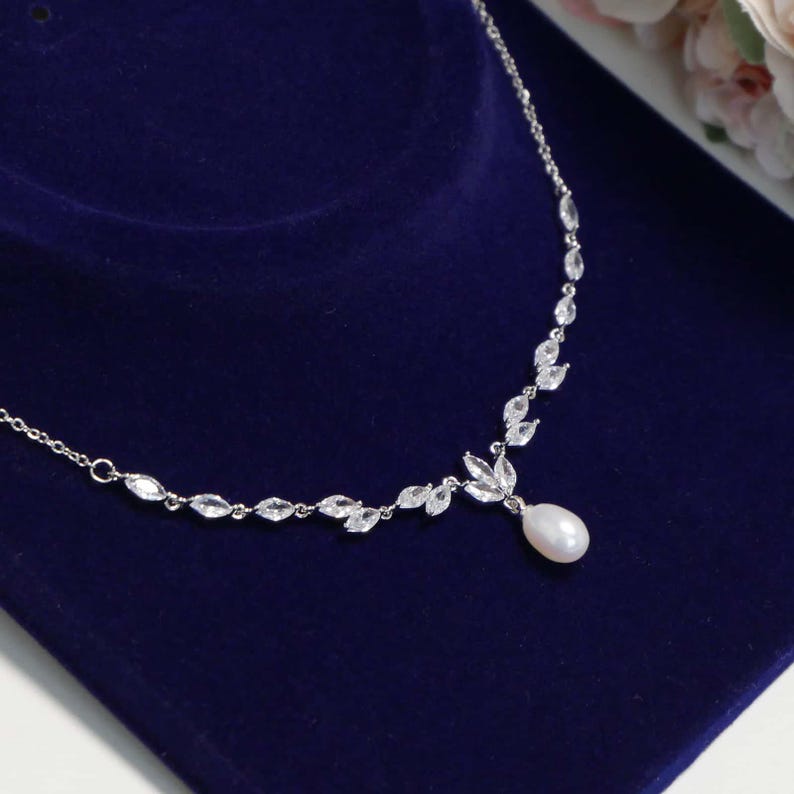 Freshwater Pearl Jewellery Set Pearl Drop Earrings Pearl Necklace Wedding Bridal Jewelry Gift For Her Gift For Bridesmaids Christmas Gift bild 3