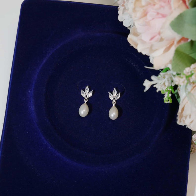 Freshwater Pearl Jewellery Set Pearl Drop Earrings Pearl Necklace Wedding Bridal Jewelry Gift For Her Gift For Bridesmaids Christmas Gift bild 4