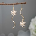 Snowflake Earrings Snowflake Necklace Snowflake Jewelry Set Snow Dangle Earrings Gold Christmas Earrings Christmas Gift For Her Birthday