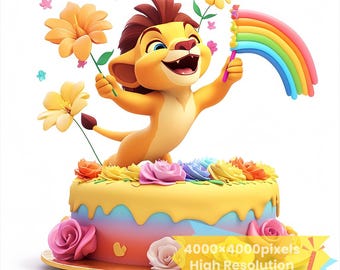 Simba Clipart, Joyful Lion Images, PNG SVG (Digital Download)