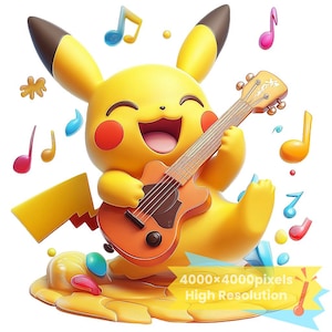 Pikachu png, 1 PNG+1 SVG, joyful cartoon images, Digital design PNG file for sublimation, High Resolution, Instant download