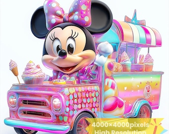 Minnie Mouse Clipart, Colorful Cartoon Image (PNG, SVG Digital Download)