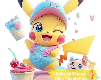Pikachu Tumbler PNG SVG, Sweet Sprite Design (Digital Download)