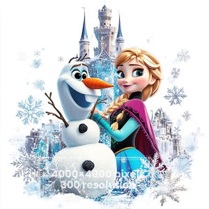 Frozen svg, Anna and Olaf Clipart, 1 png+1 svg Frozen, Dreamy Castle Filled With Snowflakes Images, High Resolution