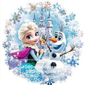 Frozen svg, Elsa and Olaf Clipart, 1 png+1 svg Frozen, Dreamy Castle Filled With Snowflakes Images, High Resolution