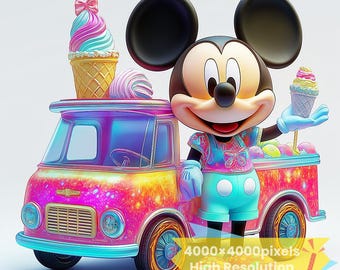 Micky Maus Clipart, spielerische Cartoon Bilder (PNG + SVG Digital Download)