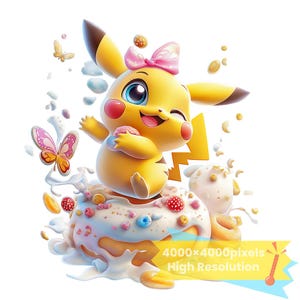 Pikachu png, 1 PNG+1 SVG, sweet cartoon images, Digital design PNG file for sublimation, High Resolution, Instant download