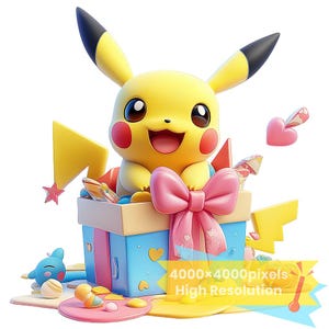 Pikachu svg, 1 PNG+1 SVG, sweet surprise images, Digital design PNG file for sublimation, High Resolution, Instant download