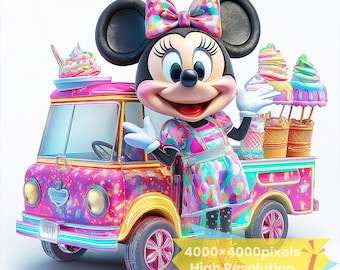 Minnie Mouse Clipart, Vibrant Cartoon Images (PNG+SVG Digital Download)