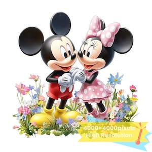 Mickey et Minnie, 1 PNG + 1 SVG, images romantiques, fichier PNG de conception numérique pour sublimation, haute résolution, téléchargement immédiat