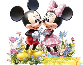 Mickey and Minnie Romantic PNG SVG, High Resolution (Digital Download)
