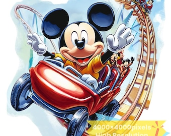Micky Maus Achterbahn PNG SVG, hohe Auflösung (Digitaler Download)