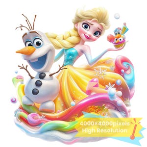 Frozen png, 1 PNG+1 SVG, colorful cartoon images, Digital design PNG file for sublimation, High Resolution, Instant download