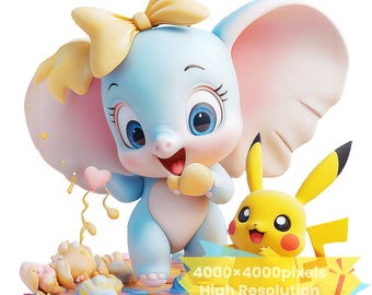 ダンボ PNG 水彩クリップアート、かわいいダンボ バンドル、ダンボ