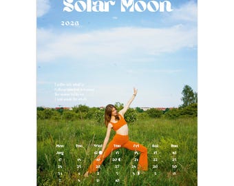 13 Moon Calendar 2026 | Lunar Wall Calendar with Mantras | Astrology & Mayan Moon Cycles | Art Photography