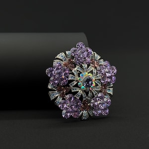 Vintage purple flower brooch, floral brooch, pendant & brooch dual purpose