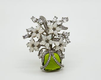 Broche francés vintage con forma de ramo, broche exquisito, broche para fiestas.