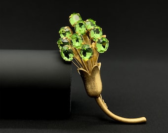 Fransk vintage blombrosch, kostymbrosch, grön brosch, blombrosch, sommarbrosch, brosch för kvinnor